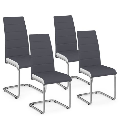 Lot De 4 Chaises Mia Grises Liseré Blanc Pour Salle à Manger