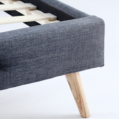 Lit Double Scandinave Oslo Avec Tête De Lit Et Sommier 160 X 200 Cm Tissu Gris Anthracite