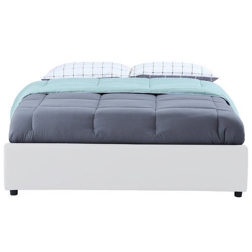 Lit Coffre Double Miami Avec Sommier 140 X 190 Cm Pvc Blanc