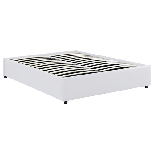 Lit Coffre Double Miami Avec Sommier 140 X 190 Cm Pvc Blanc