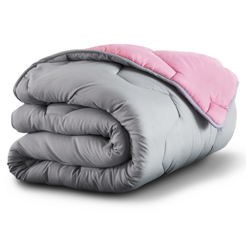 Couette 220x240 Cm Abby Bicolore Rose Et Gris 300 Gr