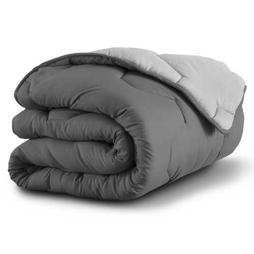 Couette 220x240 Cm Abby Bicolore Gris Clair Et Gris 300 Gr