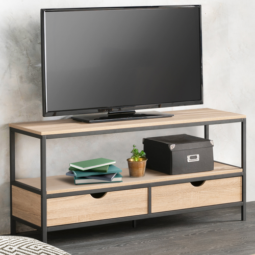 Meuble TV 113 Cm Detroit 2 Tiroirs Design Industriel