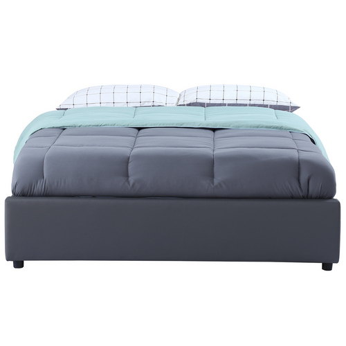 Lit Coffre Double Miami Avec Sommier 160 X 200 Cm Pvc Gris