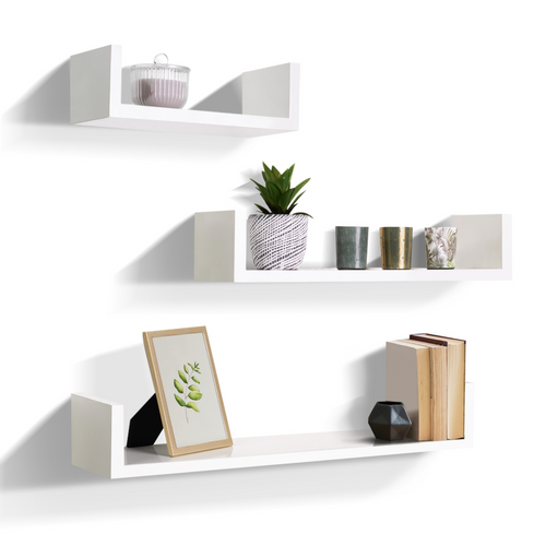 Lot De 3 Étagères Murales Blanches