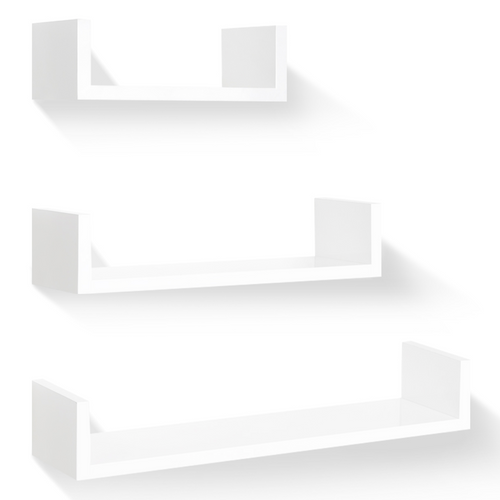 Lot De 3 Étagères Murales Blanches
