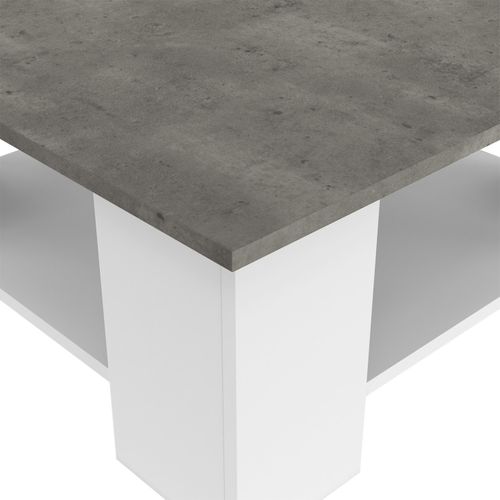 Table Basse Carrée Eli Blanche Plateau Effet Béton