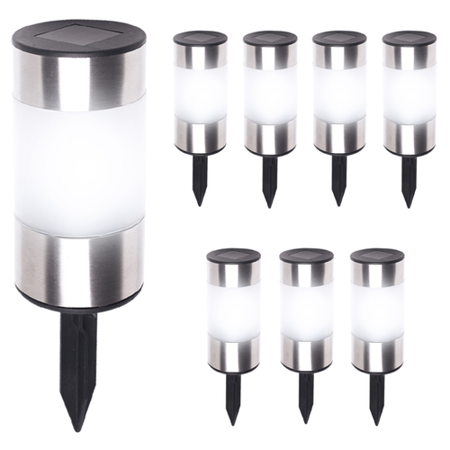 Lot De 8 Bornes Solaires Design Inox 2 En 1