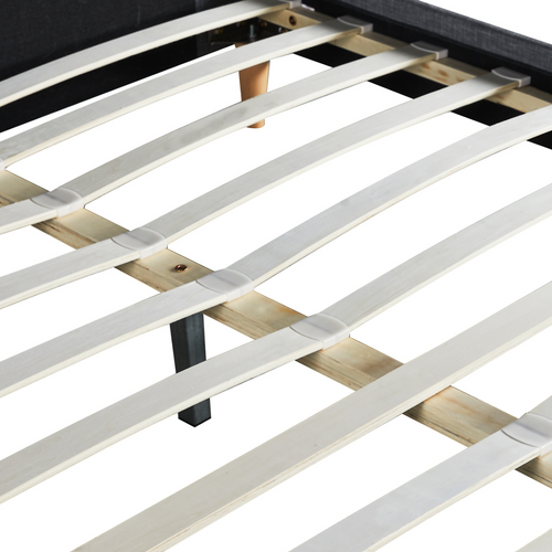 Lit Double Scandinave Balta Avec Tête De Lit Et Sommier 140 X 190 Cm Tissu Gris Anthracite