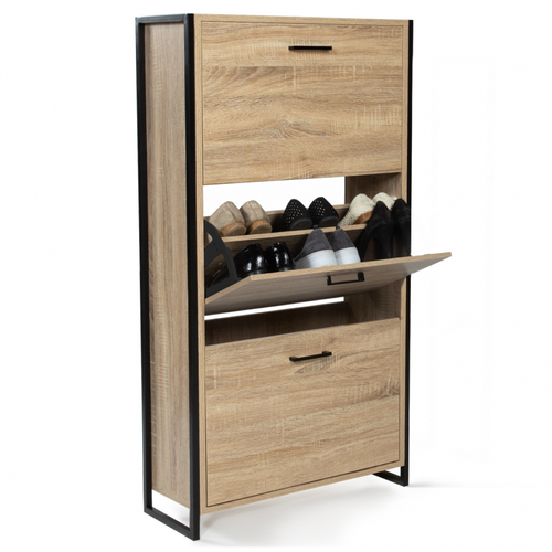Meuble à Chaussures 18 Paires Luis 3 Portes Design Industriel