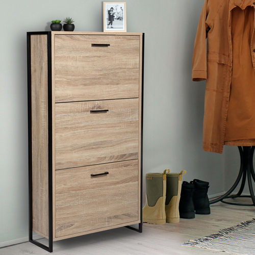 Meuble à Chaussures 18 Paires Luis 3 Portes Design Industriel