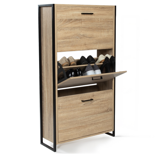 Meuble à Chaussures 18 Paires Luis 3 Portes Design Industriel