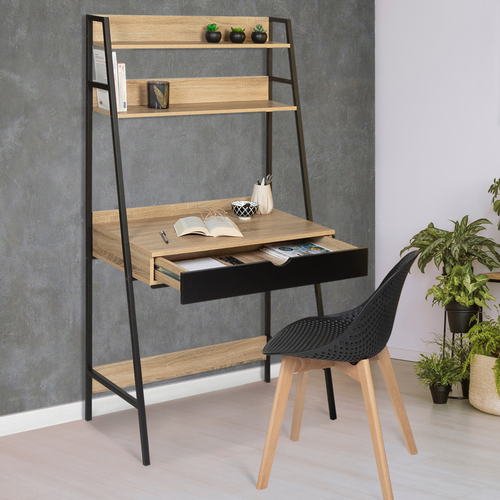 Bureau Étagère 1 Tiroir Noir Boston Design Industriel