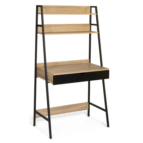 Bureau Étagère 1 Tiroir Noir Boston Design Industriel