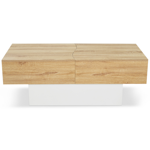Table Basse Coulissante Rectangulaire Marta Bois Blanc Et Imitation Hêtre