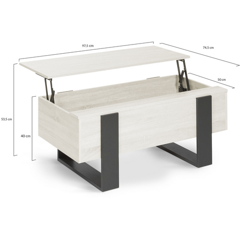 Table Basse Plateau Relevable Rectangulaire Phoenix Bois Gris