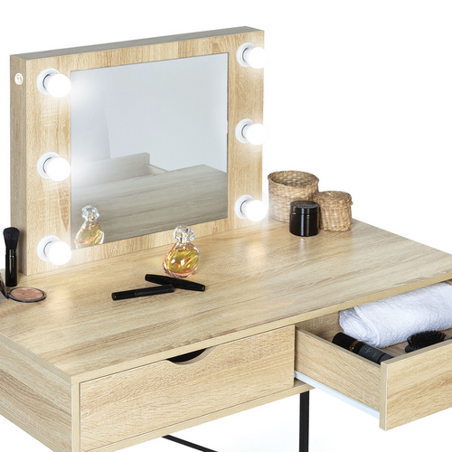 Coiffeuse Louisa Design Industriel Avec Miroir LED