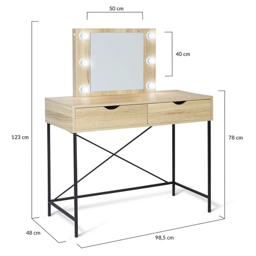 Coiffeuse Louisa Design Industriel Avec Miroir LED