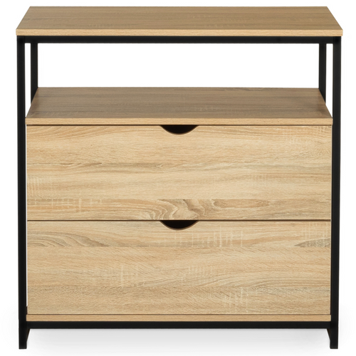 Commode 2 Tiroirs Detroit 80 Cm Design Industriel Avec Étagère