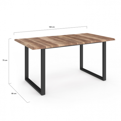 Table à Manger Rectangle Dakota 6 Personnes Pieds Forme En U Design Industriel 160 Cm