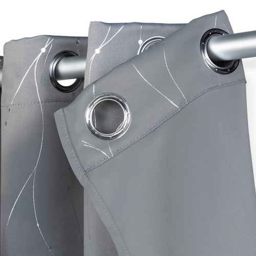 Lot De 2 Rideaux Thermiques Gris Anthracite Motif Courbe 140x240 Cm