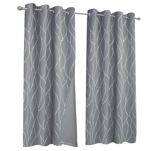 Lot De 2 Rideaux Thermiques Gris Anthracite Motif Courbe 140x240 Cm
