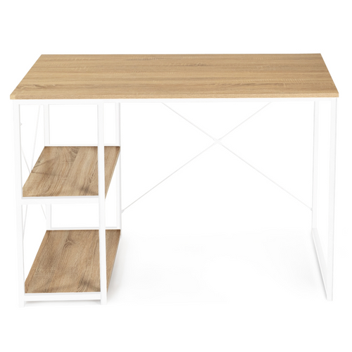 Bureau Droit Detroit Design Industriel Bois Et Métal Blanc