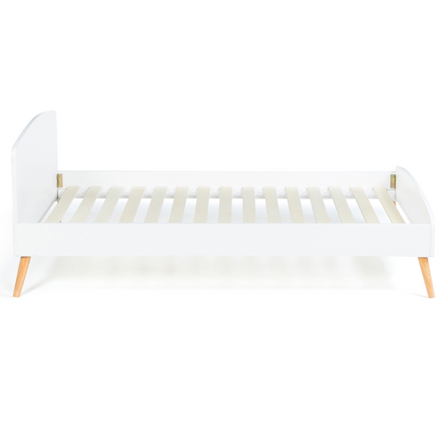 Lit Simple Scandinave 90 X 190 Cm Soren Bois Et Blanc