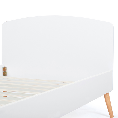 Lit Simple Scandinave 90 X 190 Cm Soren Bois Et Blanc
