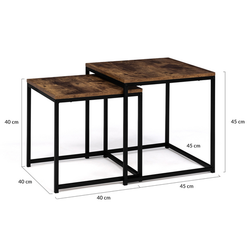Lot De 2 Tables Basses Gigognes Dayton 40/45 Effet Vieilli Design Industriel