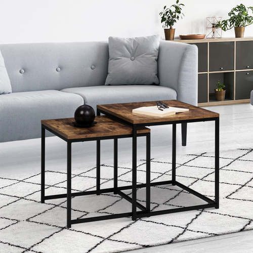 Lot De 2 Tables Basses Gigognes Dayton 40/45 Effet Vieilli Design Industriel