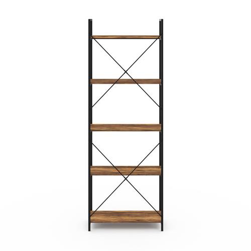 Etagère 5 Niveaux Hawkins Bois Foncé Design Industriel 170 Cm