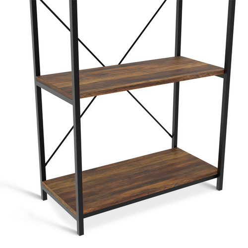 Etagère 5 Niveaux Hawkins Bois Foncé Design Industriel 170 Cm