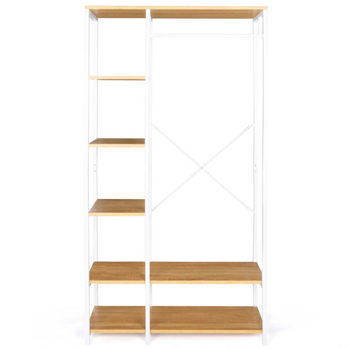 Dressing Penderie Étagères L. 90 Cm Detroit Design Industriel Bois Et Métal Blanc