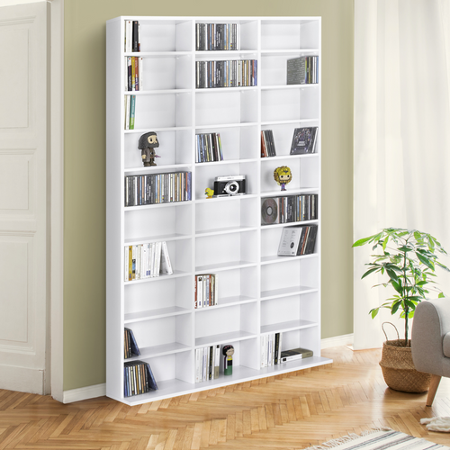 Bibliothèque Étagère Cd Ceylia 30 Cases Avec Étagères Modulables Bois Blanc