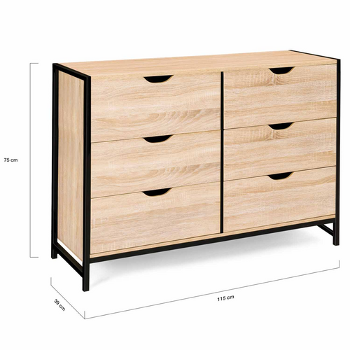 Commode 6 Tiroirs Detroit 115 Cm Design Industriel