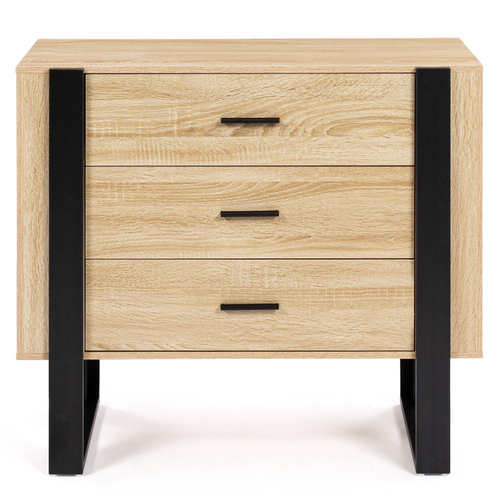 Commode 3 Tiroirs Phoenix 80 Cm Bois Et Noir
