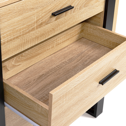 Commode 3 Tiroirs Phoenix 80 Cm Bois Et Noir