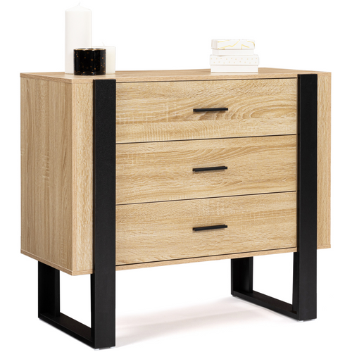 Commode 3 Tiroirs Phoenix 80 Cm Bois Et Noir