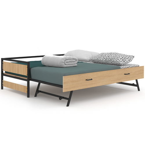 Lit Banquette 90 X 190 Cm Detroit Convertible 180 X 190 Cm Style Industriel