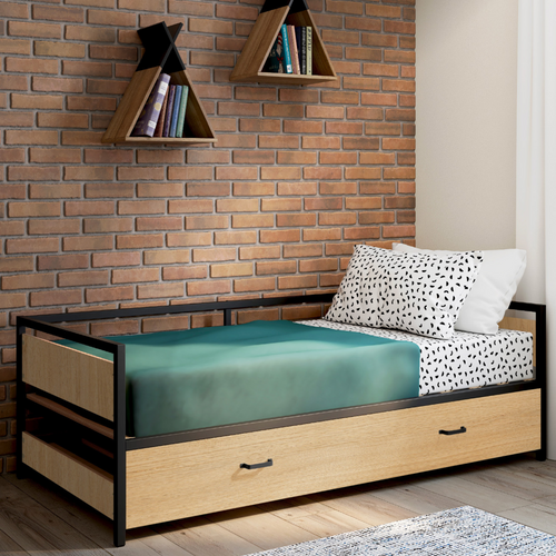 Lit Banquette 90 X 190 Cm Detroit Convertible 180 X 190 Cm Style Industriel