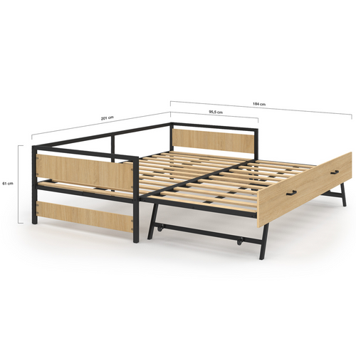 Lit Banquette 90 X 190 Cm Detroit Convertible 180 X 190 Cm Style Industriel