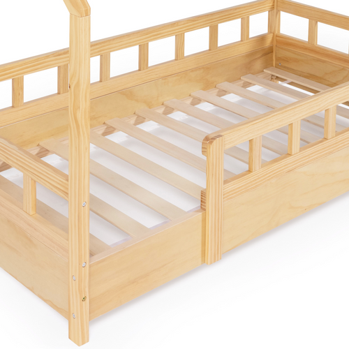 Lit Cabane Enfant 80 X 160 Cm Neree Bois Avec Sommier Et Barrières