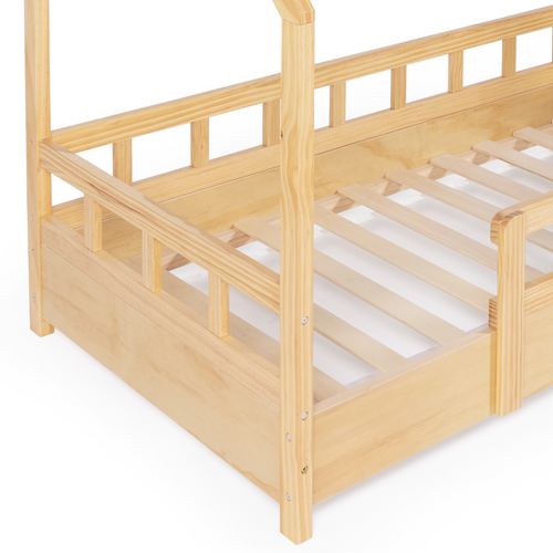 Lit Cabane Enfant 80 X 160 Cm Neree Bois Avec Sommier Et Barrières