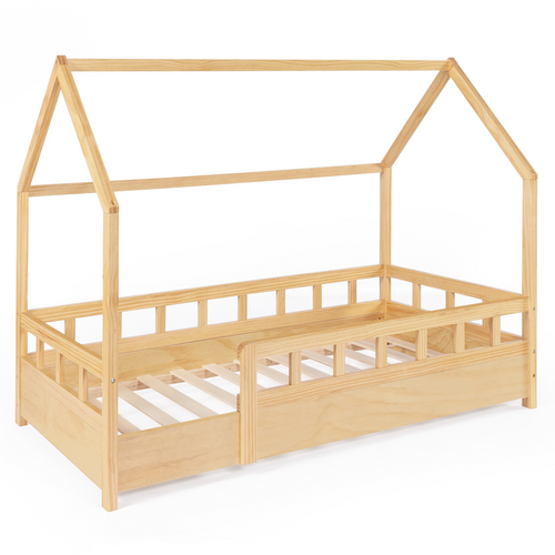 Lit Cabane Enfant 80 X 160 Cm Neree Bois Avec Sommier Et Barrières