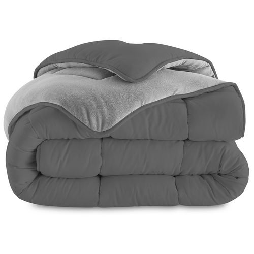 Couette 220x240 Cm Zoe Polaire Biface Gris Clair Et Gris 400 Gr