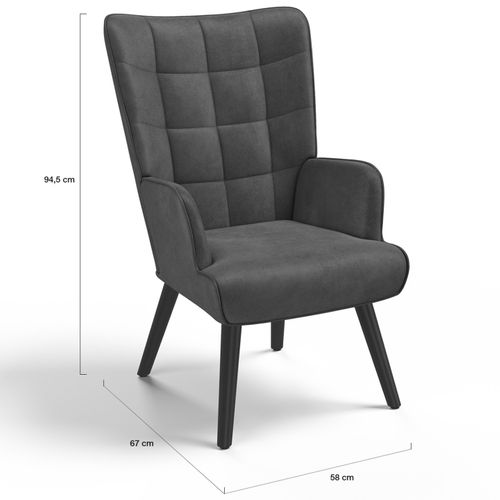 Fauteuil Scandinave Ania En Velours Gris