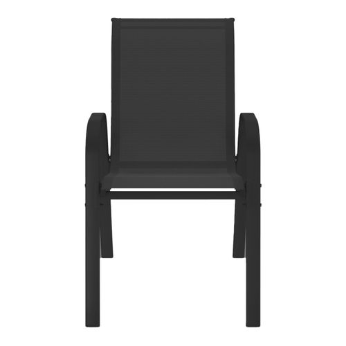 Lot De 4 Chaises De Jardin Lyma Métal Et Textilène Empilables Noires