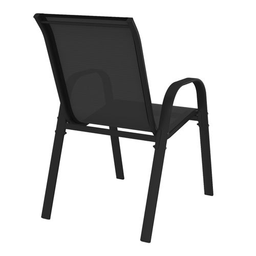 Lot De 4 Chaises De Jardin Lyma Métal Et Textilène Empilables Noires