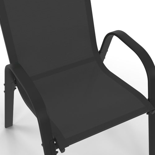 Lot De 4 Chaises De Jardin Lyma Métal Et Textilène Empilables Noires